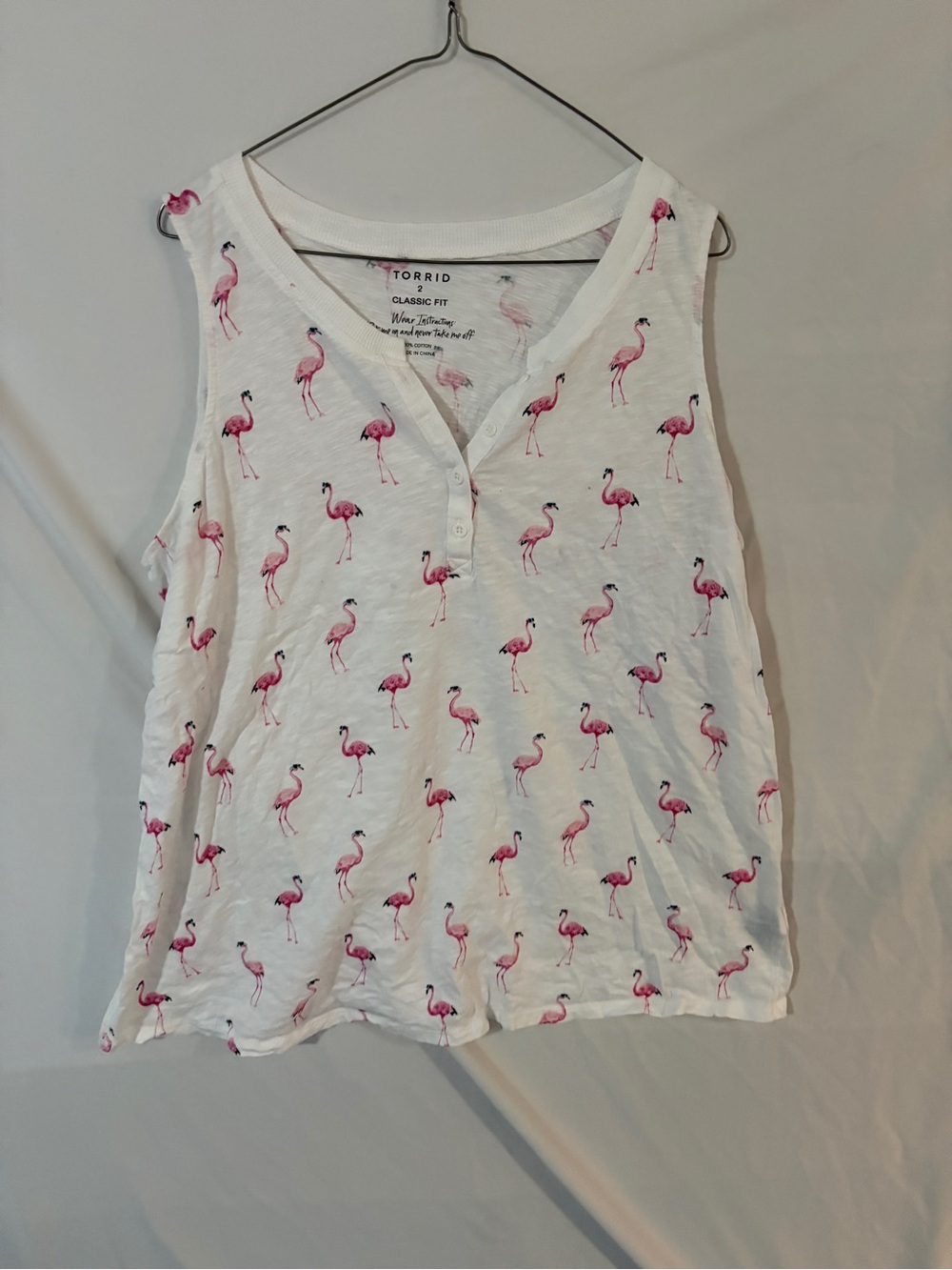 torrid White Tank with Pink Flamingo Print
